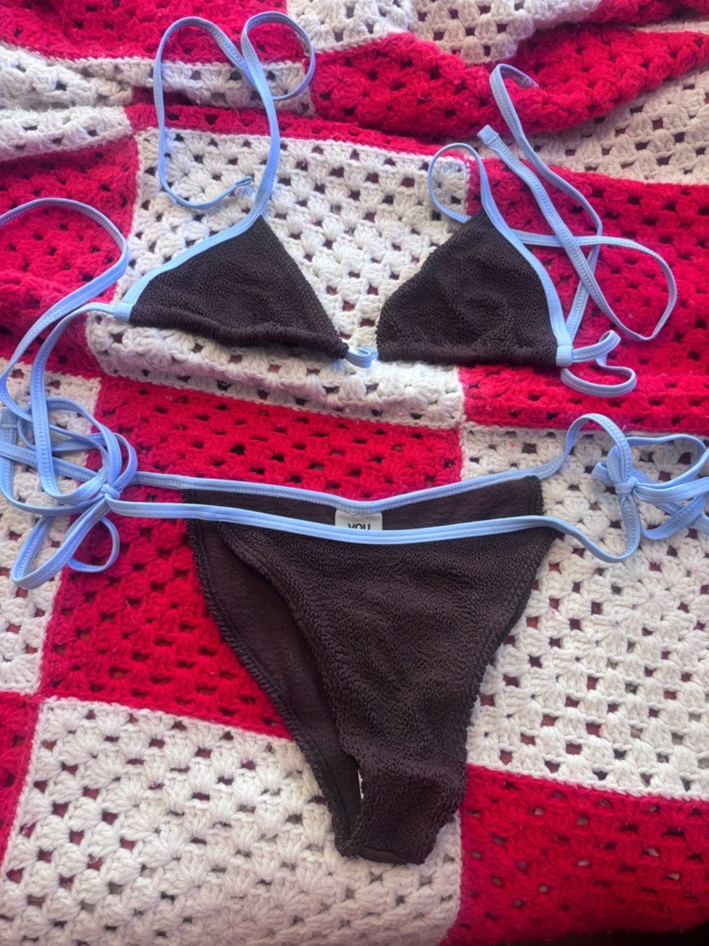 Youswim Brown Bikini with Light Blue Edge